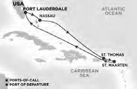 ADVENTURE OF THE SEAS JEWEL OF THE SEAS Fartyget seglar olika rutter i Södra Karibien under året med avresa lördagar och sönddagar från San Juan, Puerto Rico. Till höger två exempel.