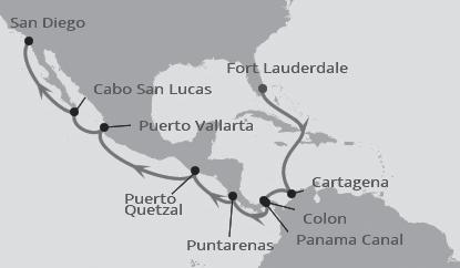 15:- Kryssningspaket PANAMAKANALEN MED VÄSTINDIEN OCH MEXICO Infinity Mån Avgång Fort Lauderdale, Florida Tis Till havs Ons George Town, Grand Cayman Tors Till havs Fre Cartagena, Colombia Lör Em