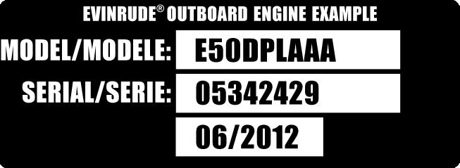 indikerar 200 (25 Hk) EVINRUDE /JOHNSON 1980-2012 De två sista bokstäverna i modelbeteckningen ger årsmodellen.