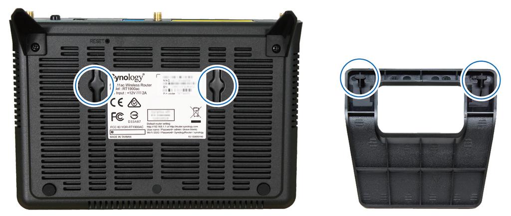 Placera din Synology Router För optimal prestanda rekommenderas att Synology Router placeras enligt nedanstående råd: På en stabil yta (t.ex.