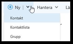 100 Ny kontakt För att skapa en ny kontakt, tryck på knappen Ny i menyraden.