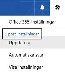 101 Outlook online Inställningar Du hittar de mesta av inställningarna för din Outlook online under kugghjulet, som är placerat till vänster om din bild.