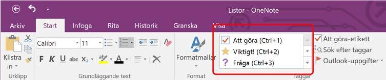 Klicka på ett alternativ och flaggan infogas 2.