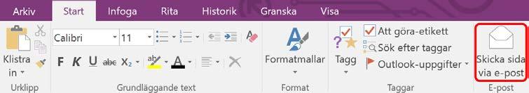 128 3. Ett nytt meddelande skapas i Outlook och all information från din sida i OneNote har infogats. 4.