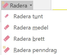 spola tillbaka/spola framåt Menyfliken Rita (Draw) innehåller alternativ för att rita/skriva på frihand, infoga former, ordna objekt, konvertera till text samt Pennanteckning till matematisk text.