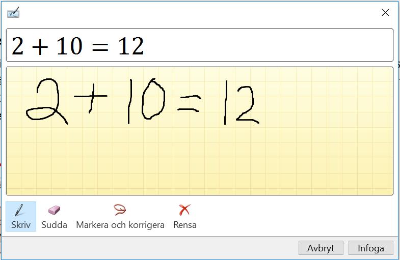 18 Du hittar pennekvationer genom att välja Infoga, Ekvation och Pennekvation. (Insert, Equation, Pen equation) Klicka på listpilen vid ekvation för att få upp dessa alternativ.