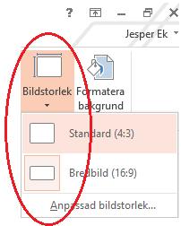 34 16:9 ny standardstorlek för bilder PowerPoint använder nu bredbildsformat (widescreen) 16:9 som standardformat på sina bilder istället för som tidigare 4:3. Bredare bilder med andra ord.