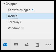 38 Nyheter i Outlook 2016 Stöd för Office 365 grupper I Outlook Grupper finns enbart för Outlook 2016 som är ansluten till Office 365 Istället för att skapa utskickslistor kan man istället nu skapa