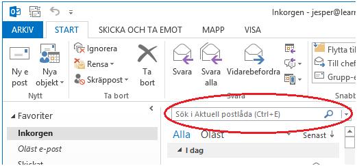 automatiskt i hela postlådan när du gör en sökning till skillnad från tidigare när sökningen