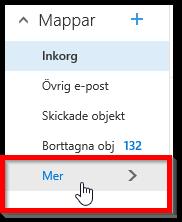 E-post i Outlook Online Outlook online e-post visar dina mappar till vänster, meddelanden i mitten och innehållet i det markerade