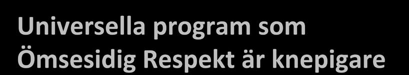 Universella program som Ömsesidig Respekt är knepigare De stora flertalet föräldrar är normalföräldrar De har inte