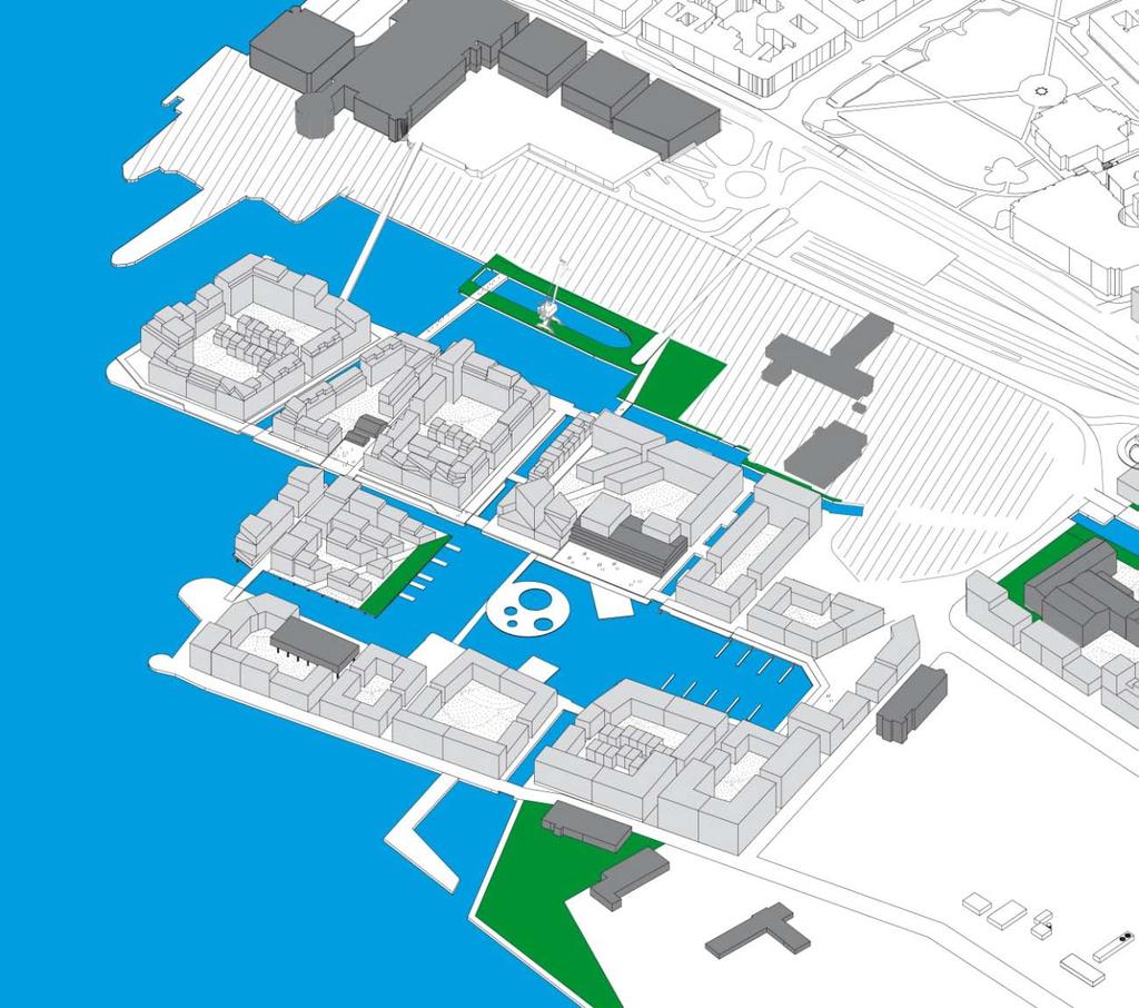 5(7) Dnr 1806/2012 Planområdets avgränsning. Pilarna anger förbindelser, exakta lägen utreds i detaljplanearbetet. Illustration från samrådsförslag till program.