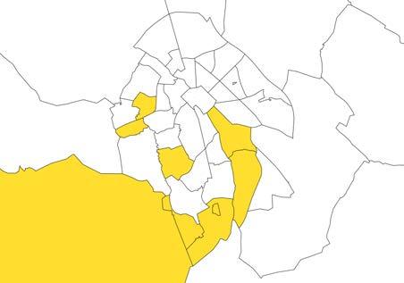 De gula områdena Sunnersta, Vårdsätra, Norby, Berthåga, Nåntuna-Vilan, Kvarnbo och Södra Hagunda, Kungsängen Här bor 21 500 invånare, motsvarande drygt tio procent av Uppsalas befolkning.