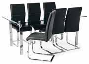 SE Finns även i tyg Muna svart Finns även i 150x90 cm med 4 stolar Matbord Napoli i klarglas, underrede i kromad metall, 194x90 cm 3.