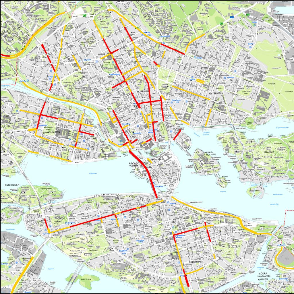 LVF 2011:17 Problembeskrivning av halterna NO2 och PM10 NO2 dygnsmedelvärden år 2010 3 > 60 µg/m 3 48-60 µg/m Figur 3.