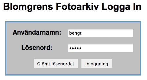 För att logga in och få tillgång till Bildarkivet krävs att man är registrerad som Behörig Användare.