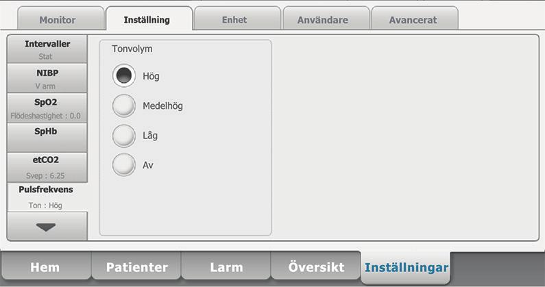 Tryck på Välj för att återgå till fliken Hem. 2013, Welch Allyn, Inc. All rights reserved. 80017461 Ver. A i fältet Patient-ID, läs in 1. Tryck på fliken Inställningar. 2. Tryck på fliken Inställning. 3.