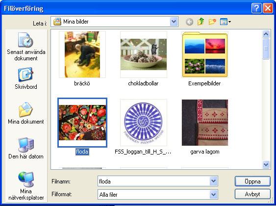 Välj den bild du önskar genom att markera den och klicka på öppna. bilden.
