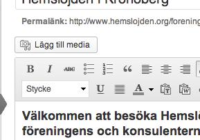 Klicka på knappen "Lägg till media" som ligger ovanför