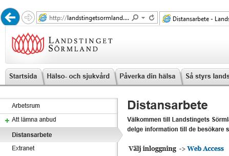 3 Logga in på Landstingets nät via Internet Surfa till https://landstingetsormland.