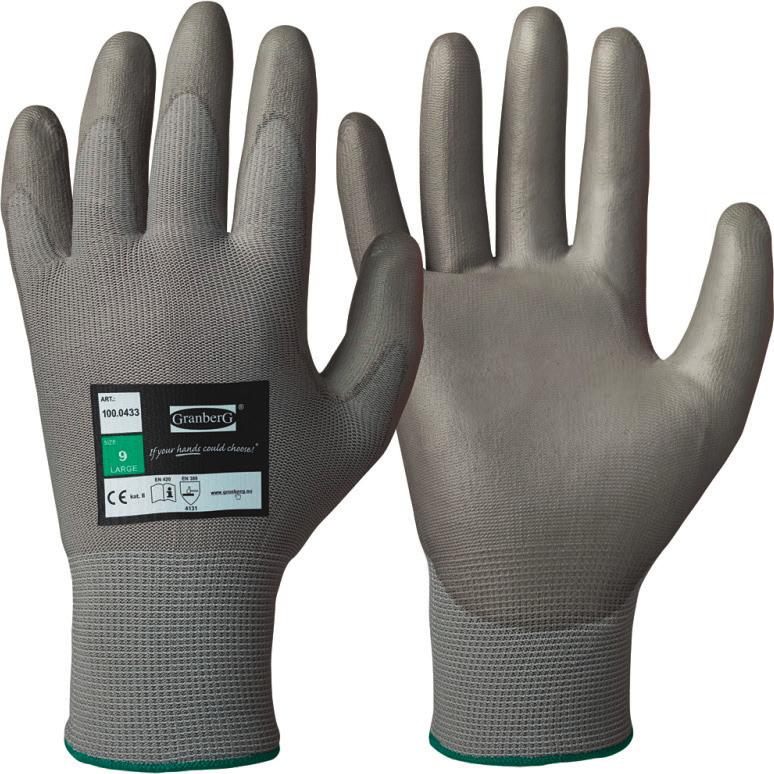 700158260 Montagehandske PU Polyester Tunna, smidiga och slitstarka handskar