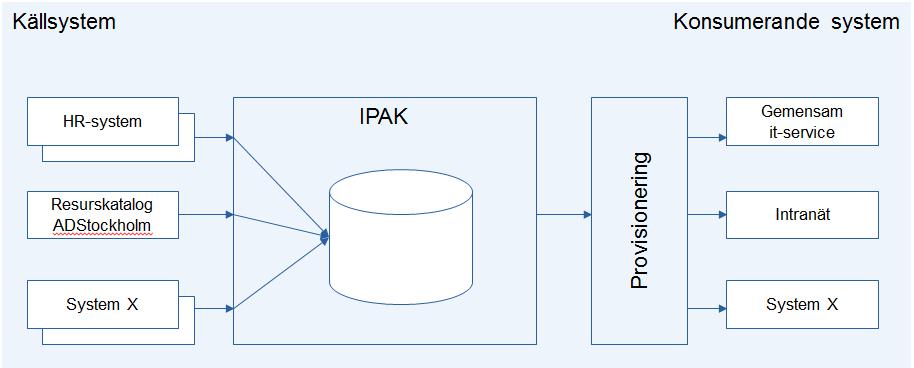 Exempel på hur källsystem och konsumerande system använder och föder IPAK 2.1.