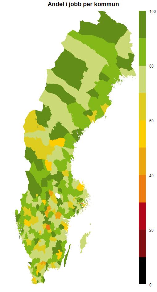 Deltagare från norra och mellersta Sverige får i större utsträckning ett jobb under sin omställning.