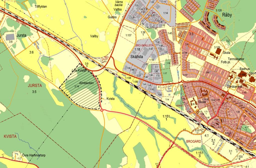 5 (20) PLANDATA Lägesbestämning Planområdet omfattar fastigheten Jursta 3:14 samt viss kringliggande gatumark.