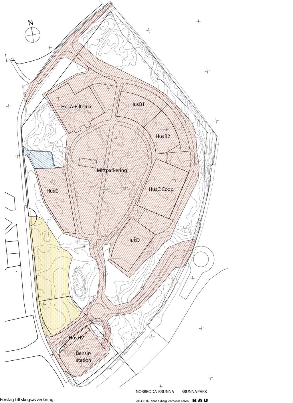 Sida 16 av 34 Förslag till skogsavverkning, framtaget i januari 2014 av BAU Arkitekter.