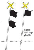 Vakare i västsektorn har två flaggor, vakare i ostsektorn har en flagga. Västsektorn inkluderar nord och ostsektorn inkluderar syd.