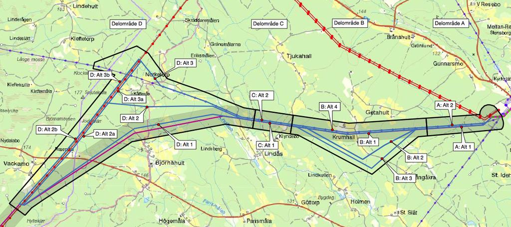 3 BAKGRUND Svenska kraftnät presenterade i det tidigare samrådsunderlaget, daterat januari 2015, en utredningskorridor liksom en preliminär sträckning för ledningen inom utredningskorridoren.
