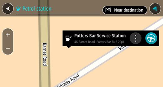 Välj en bensinstation från kartan eller listan.
