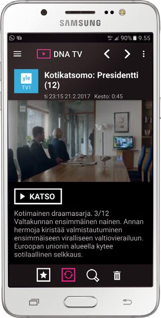 5. Mer innehåll DNA TV app Med DNA TV-appen tittar du i mobilen på direkta tv-sändningar i gratis kanaler och de betal-tv-kanaler som ingår i de kanalpaket du abonnerar på.