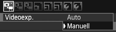 Spela in videoscener Spela in med manuell exponering Du an ställa in slutartid, bländarvärde och ISO-tal manuellt för videoinspelning.