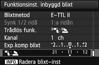 Följ instrutionerna i steg 5 på sidan 192 och välj [Egen trådlös]. Tryc därefter på <0>. Välj [Trådlös fun.]. Under [Trådlös fun.] väljer du [0:3] och trycer på <0>.