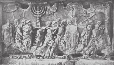 Romarnas bild- och utställningsrum 43 Krigsbytet från det Judiska kriget bärs i triumf och visas upp som en vandrande utställning för folket längs Sacra Via i Rom.