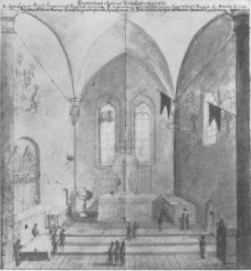 Kulturarvens speglingar 73 Vreta klosters kyrka. Högkoret. Laverad förlaga till Suecia Antiqua et Hodierna, Erik Dahlberg 1600-talets slut. Efter: Curman&Lundberg 1935.