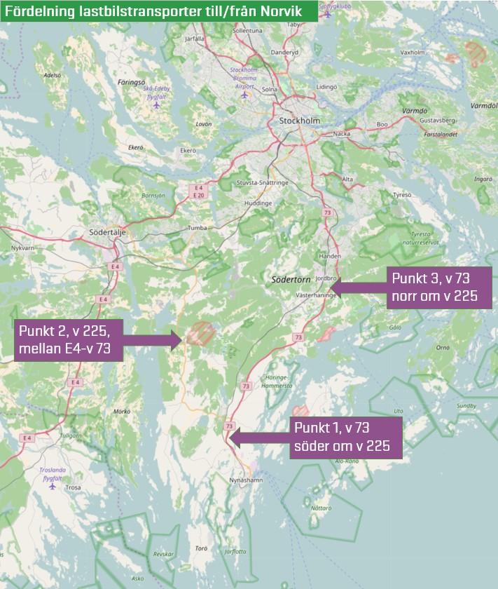 Tabell 2: Lastbilstrafik till/från Norvik för öppningsåret  Lastbilar