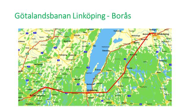 6. Götalandsbanan Linköping - Borås Figur 23. Götalandsbanan mellan Linköping och Borås 201 km.