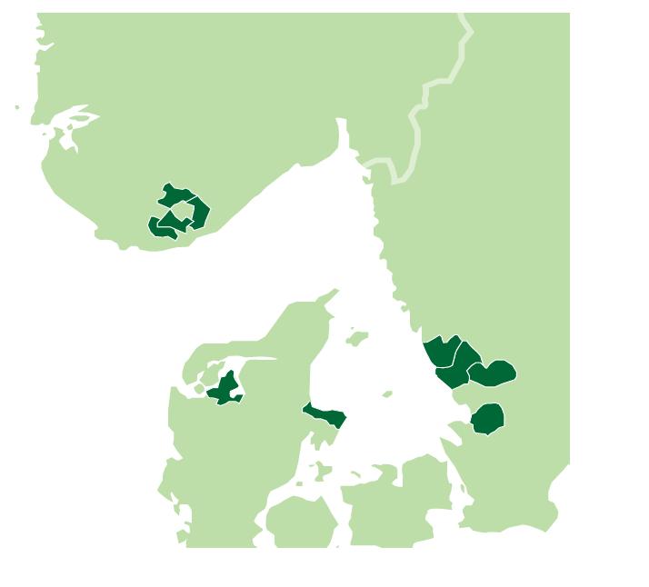 Birkenes kommune, Evje og Hornnes kommune, Songdalen kommune, Vennesla kommune, Universitetet i Agder, Knutepunkt Sørlandet Sverige: Falkenbergs kommun,