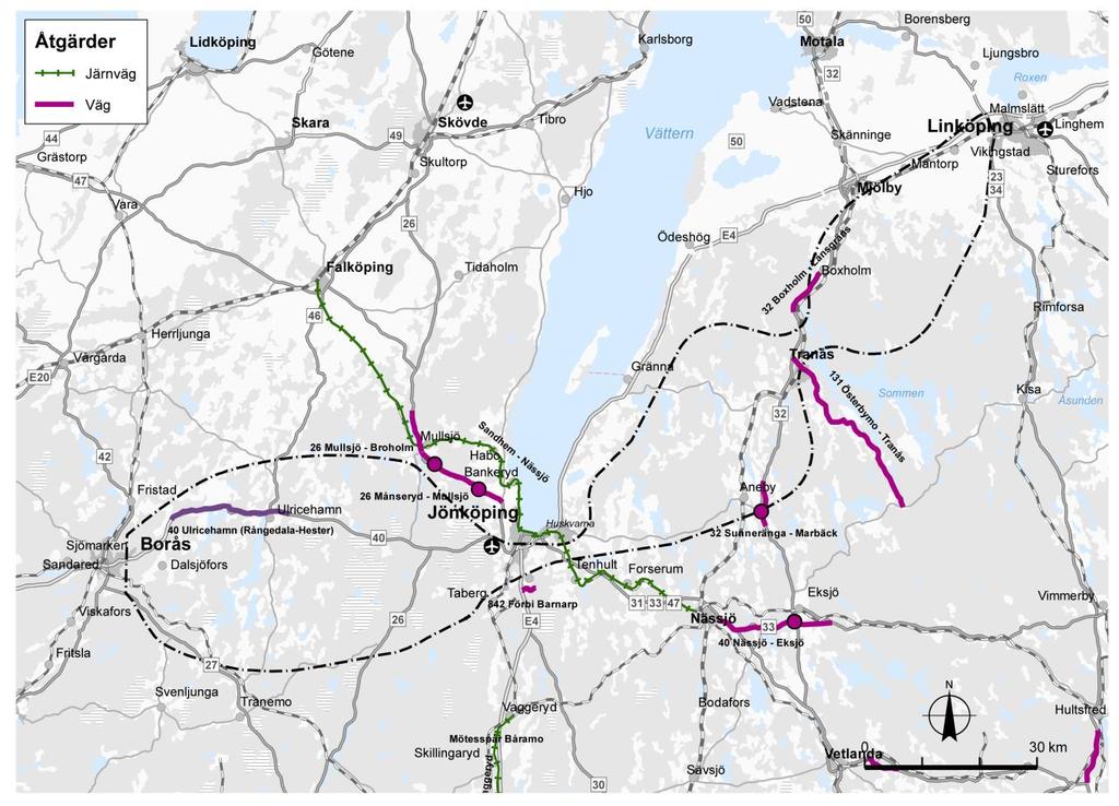 I planerna finns trafikslagsövergripande åtgärder som har prioriterats utifrån fyrstegsprincipen för att bidra till att uppnå de transportpolitiska målen.