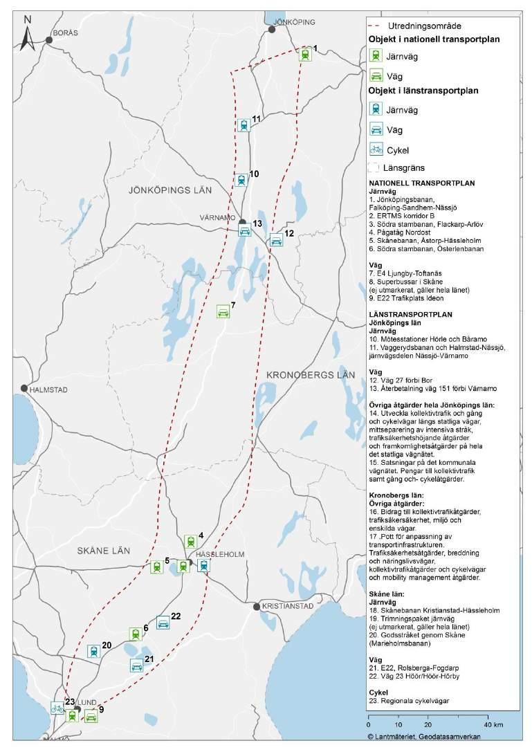 Figur 17. Åtgärder i nationell och regionala planer. Den nationella transportplanen är en långsiktig ekonomisk planering av det samlade transportsystemet för väg, järnväg, sjöfart och luftfart.