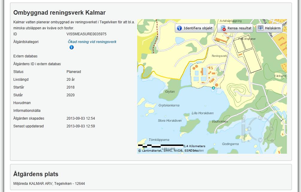 Bilaga 1 Exempel på registrering av åtgärd ombyggnad Kalmar reningsverk