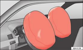 36 Airbagsystem Airbagkåpor vid utlösande frontairbagar Säkerhetsanvisningar för frontairbagsystemet Genom att iaktta några enkla regler när det gäller airbagsystemet kan man minska skaderisken