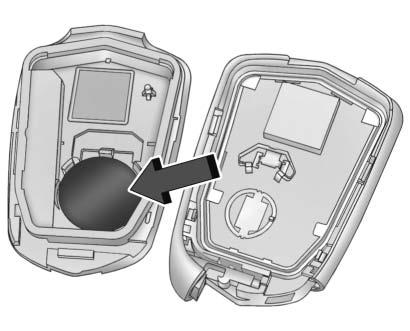 NYCKLAR, DÖRRAR OCH FÖNSTER 31 2. Separera sändarens två halvor genom att föra in ett platt verktyg i mitten av nederdelen. Använd inte nyckelhålet. 3. Tag ur det gamla batteriet.