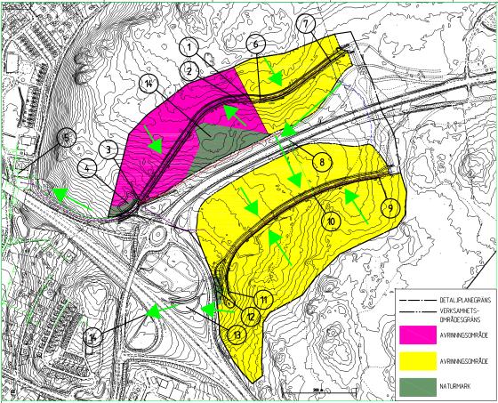 Sida 12 (24) 5 Avrinningsområden Järfälla kommun har planerat för tre dagvattendammar för fördröjning och rening av verksamhetsområdets dagvatten.