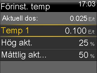 Observera: Beroende på ditt pågående aktiva basalprogram kan det hända att en förinställd temporär basaldos som anges i procent överstiger gränsen för max basaldos.