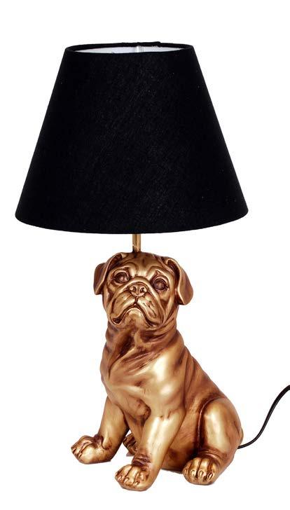 Mässing Grå/brun BORDSLAMPA HUND 48114 Mässing