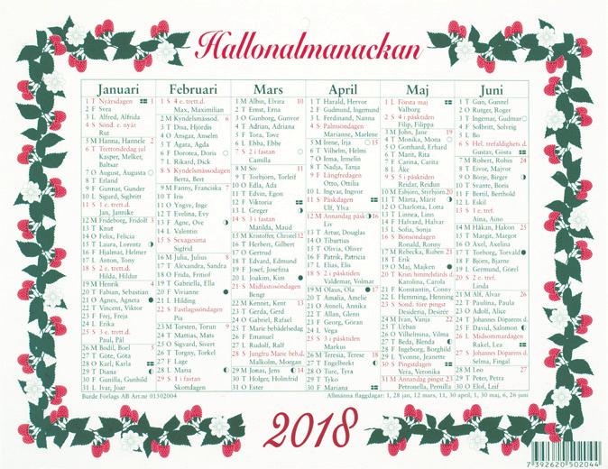 , sexspråkig kalender med svenska namnsdagar. FSC.