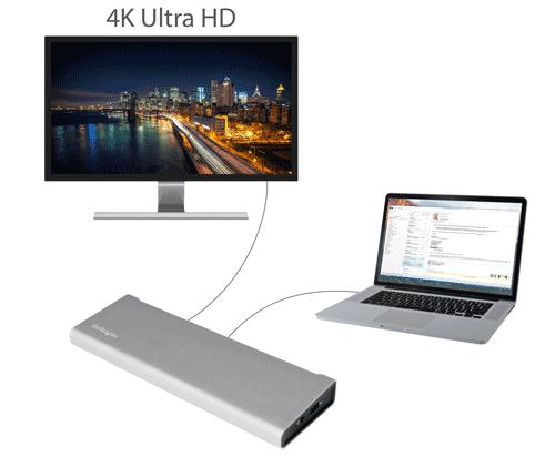 Förbättra din visningsupplevelse med 4K Ultra HD Om du vill lägga till en 4K Ultra HD-skärm till din bärbara dator kan denna dockningsstation hjälpa till.